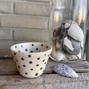 Hvid sk�l med sorte dots