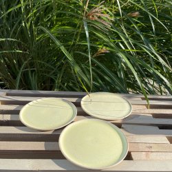 Desserttallerken, lysegul mat