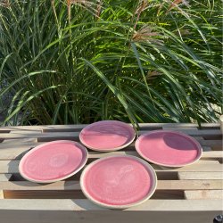 Desserttallerken, r�dmeleret mat