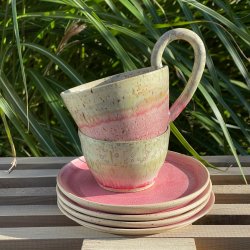 Desserttallerken, r�dmeleret mat