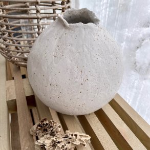 Krukke, mat hvid med m�nster