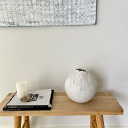 Krukke, mat hvid med m�nster