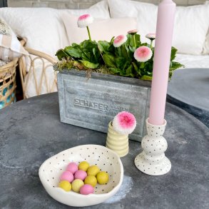 Sk�l i hvid porcel�n med sm� sorte dots