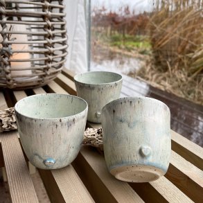 Krus med hjerte, lysebl� og hvid krystal