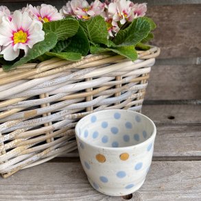 Morgenmad sk�l med dots i lysebl� og guld