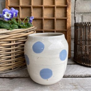Hvid vase med store lysebl� dots