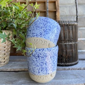 MOR kop i hvid og bl�meleret