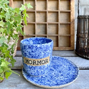 Mormor kop i smuk bl� meleret glasur