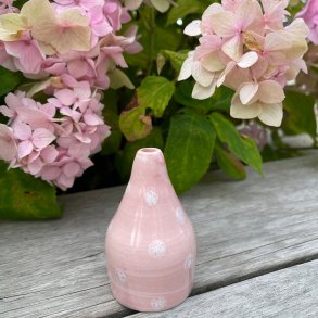 Vase, lyser�d med hvide dots