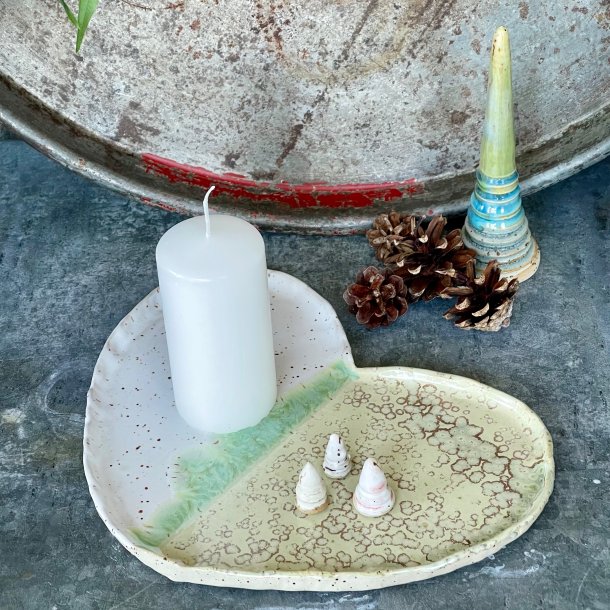 Hjerte fad i sk�nne hvide og gr�nne nuancer