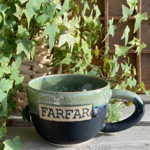 Farfar kop gr�n krystal kombineret med sort glasur