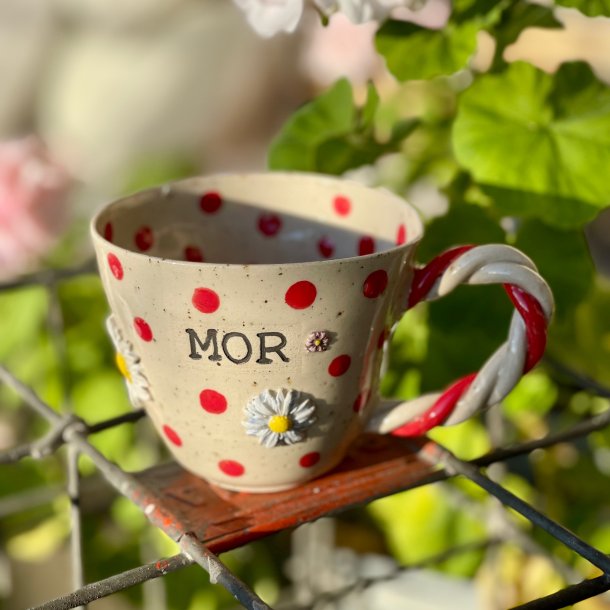 Smuk Mor kop med blomster og r�de dots