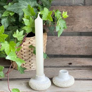 Lysestage, hvid med den smukke krater glasur