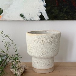 Flot  krukke opsats i smuk krater glasur