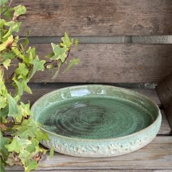 Stent�jsfad i smuk gr�n glasur, kombineret med den flotte krater glasur