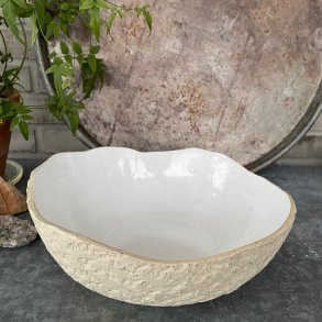 Stor smuk unika sk�l, hvid blank glasur