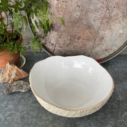 Stor smuk unika sk�l, hvid blank glasur