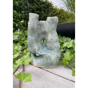 Skulptur vase i flot gr�n kraterglasur